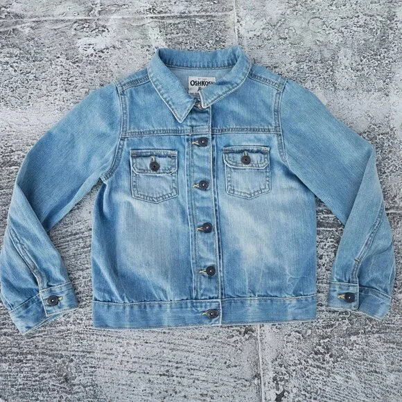 Oshkosh B'goch Kids Jacket Blue Denim Jeans Coat Jacket Size 10 - Picture 1 of 11